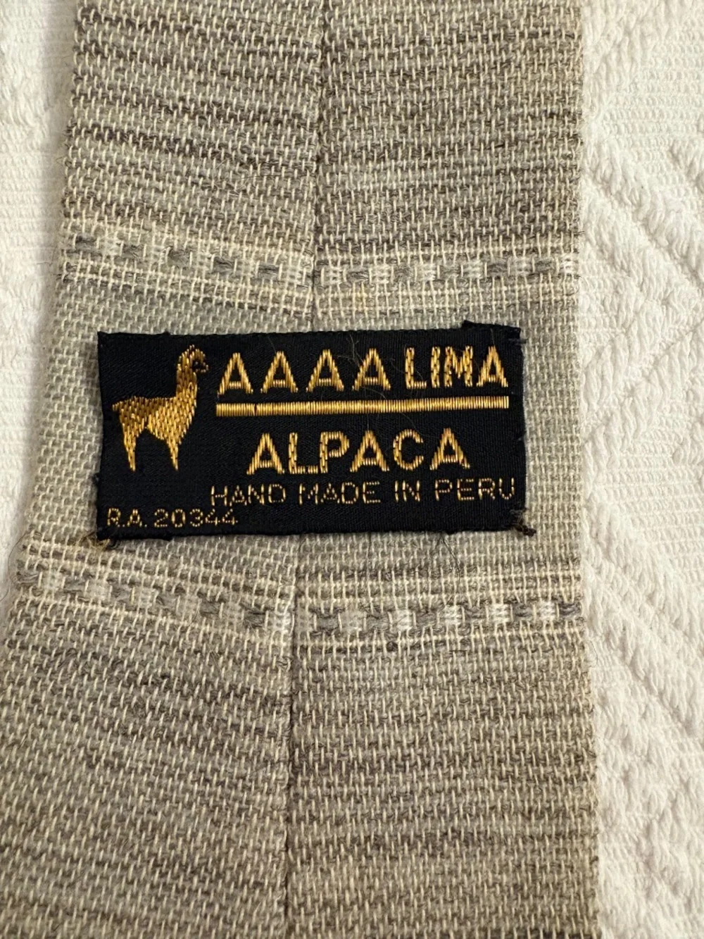 Vintage AAAA LIMA Alpaca Hand Woven Men’s Necktie Beige